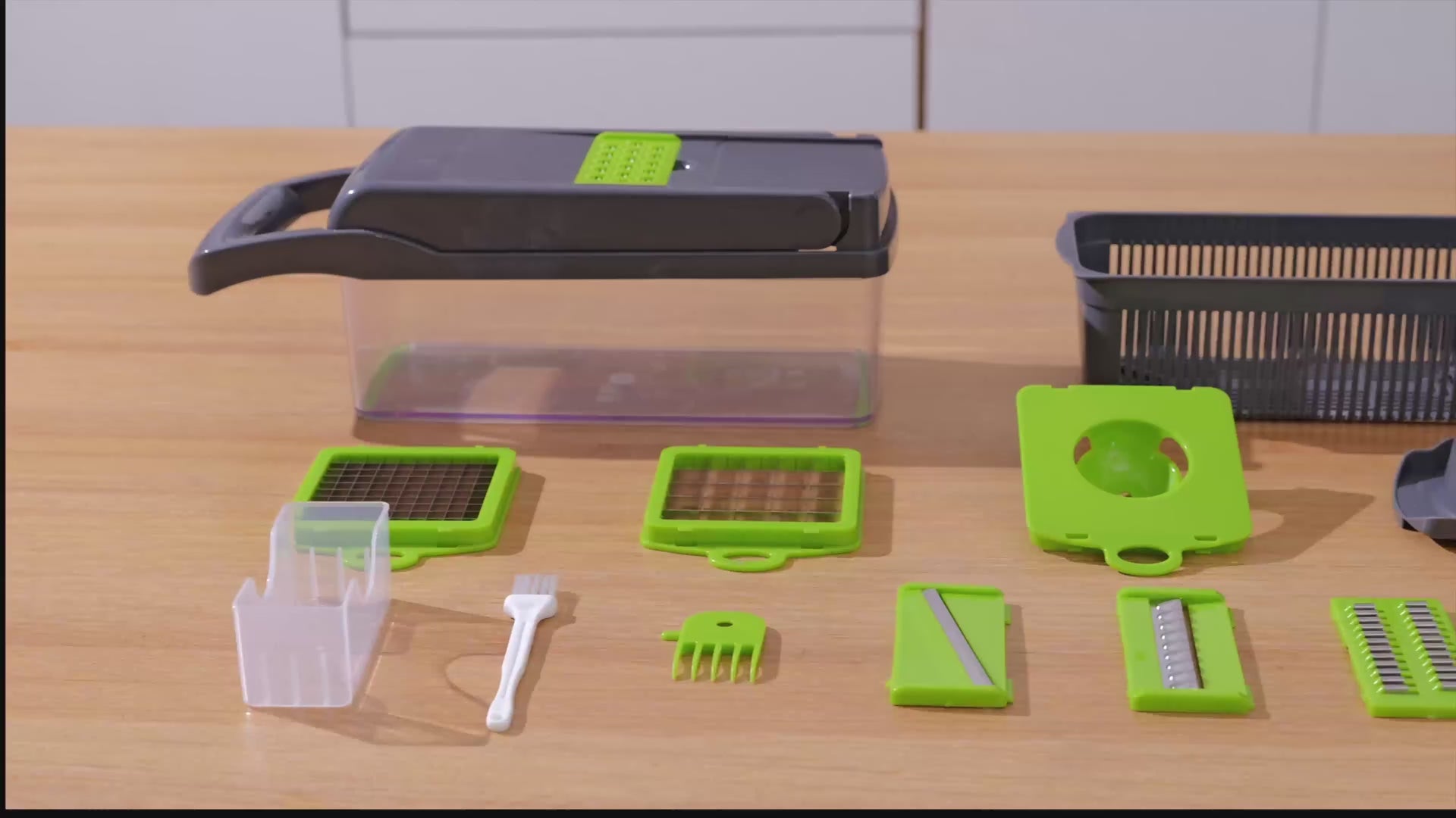 🥕 Tocător Multifuncțional 14 în 1 – Set Complet pentru Legume, Fructe și Brânzeturi cu Lame din Oțel Inoxidabil și Mâner de Protecție | RapidChef